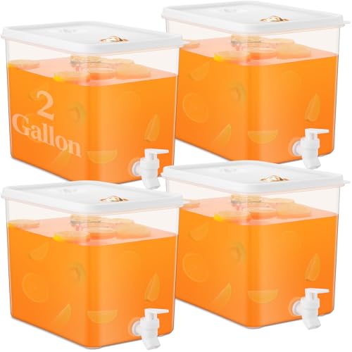 4 Pack 2 Gallon Fridge Beverage Drink Dispenser with Spigot Leak
