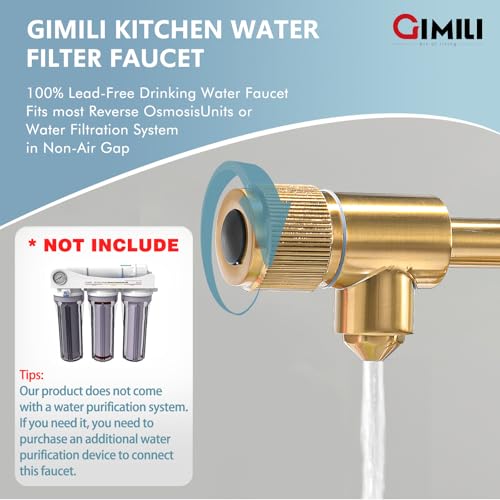 Brushed Gold Drinking Water Faucet 3 in1 Commercial Style Pull