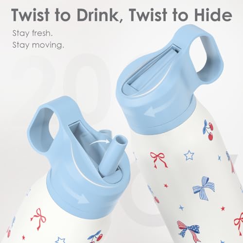 American Flag Stainless Steel Water Bottle with Twist Lid 20oz