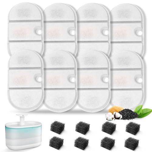 16 Packs Replacement Cat Water Fountain Filters Compatible with PETLIBRO Capsule Pet Water Fountain (16 Count)