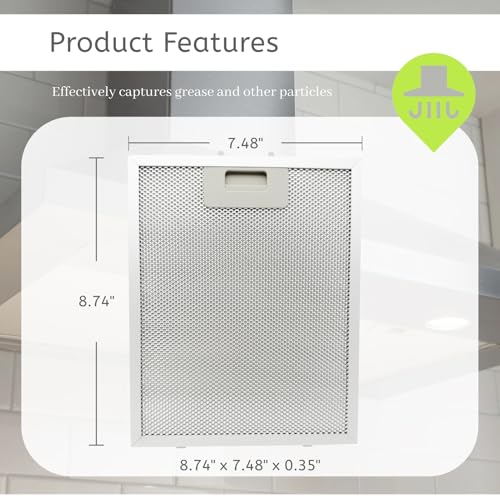 2Pcs W10915369 Range Hoo Grease Filter Fit for Whirlpool Kitchen Aid Jenn Air Range Hood Mesh Grease Vent Filters Length 8.74 Inches Width 7.48 Inches 5 (2 Count)