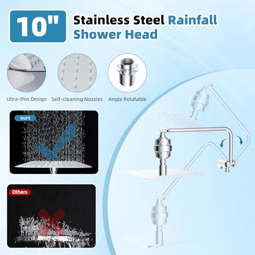 10" Metal Filtered Shower Head with 10