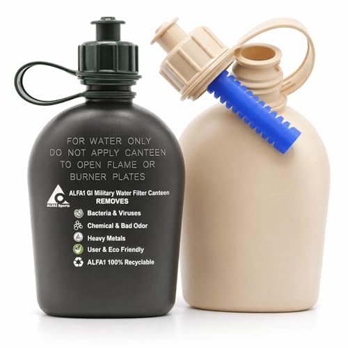 ALFA1 GI Military Water Filter Canteen + 1 ALFA1 Life Saver Nano Water Filter Cartridge