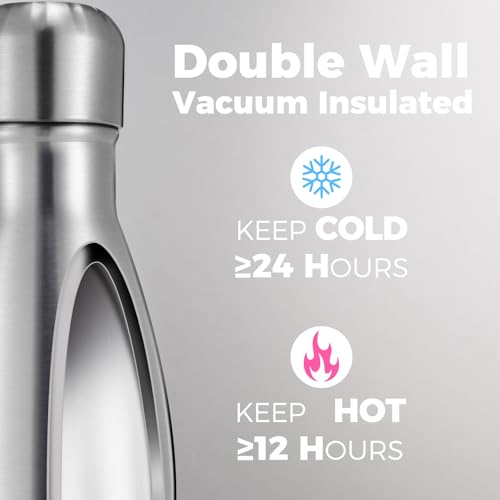 17oz Stainless Steel Water Bottles Bulk (8 Count)