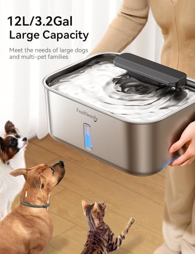 3.2Gal Stainless Steel Dog Water Fountain for Large Dog
