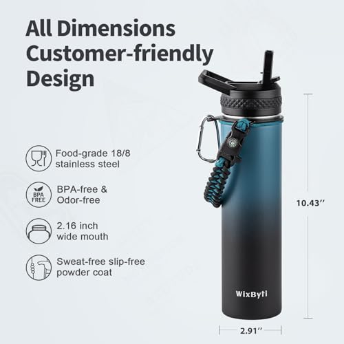 24 oz Insulated Water Bottle with Straw