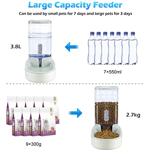 Automatic Dog Cat Feeder and Water Dispenser Gravity Food Feeder and Waterer Set with Pet Food Bowl for Small Medium Dog Puppy Kitten