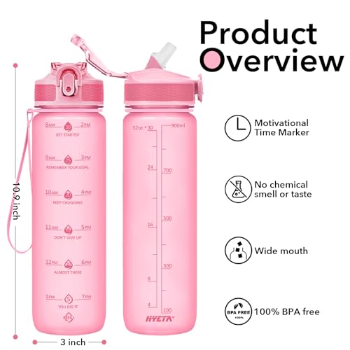 Plastic Water Bottle With Straw & Time Marker