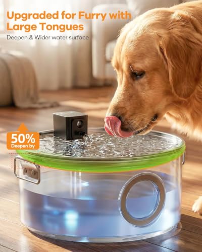 3.4G Wireless Dog Water Fountain Stainless Steel for Large Dogs Inside