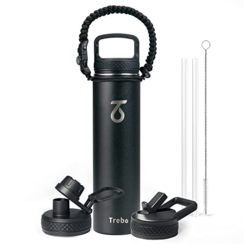 Insulated Water Bottle 24 oz with 3 Lids