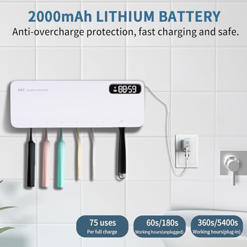UV Toothbrush Sanitizeri Holder with 99.9% Cleaning