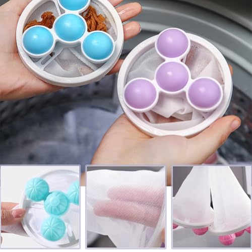 6 PCS Hair Filter Bag Floating Lint Catcher for Washing Machine Pet Hair Catcher Reusable Washing Hair Filter Cleaning Mesh Bag Dog Cat Hair Remover for Laundry (6 Count)