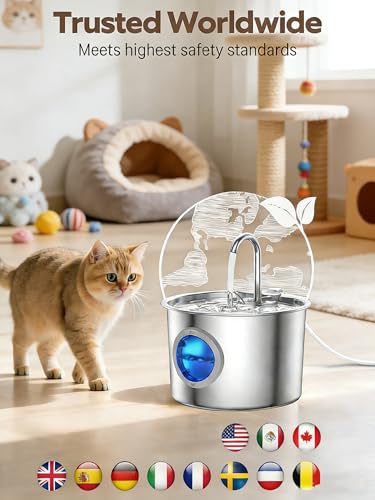 Cat Water Fountain Advanced 304 Stainless Steel 2.2L (74.39 Ounce)