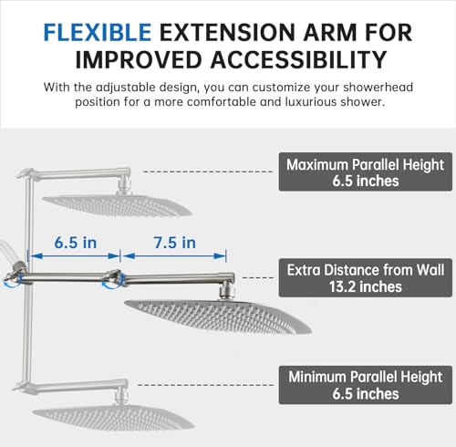 All Metal 14 Inches Rainfall Shower Head with Handheld Combo