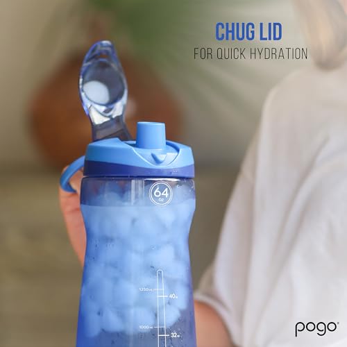 64oz Plastic Water Bottle with Chug Lid and Carry Loop