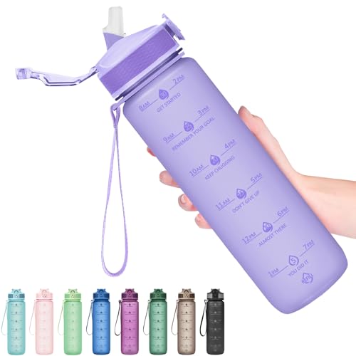 Plastic Water Bottle With Straw & Time Marker