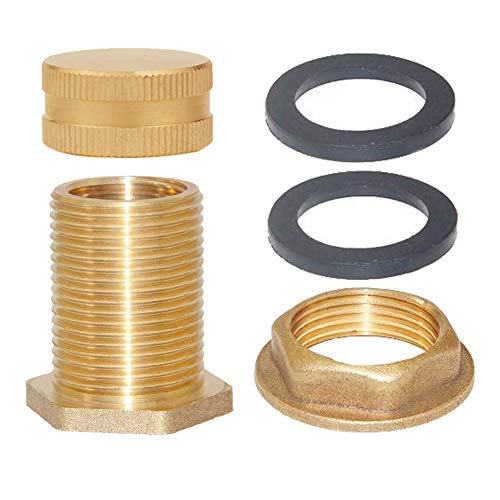 2Set Garden Hose Bulkhead Fitting with Cap 1 (2 Count)