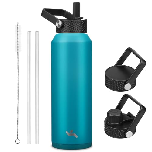 40 oz Insulated Stainless Steel Water Bottle with 3 Lids