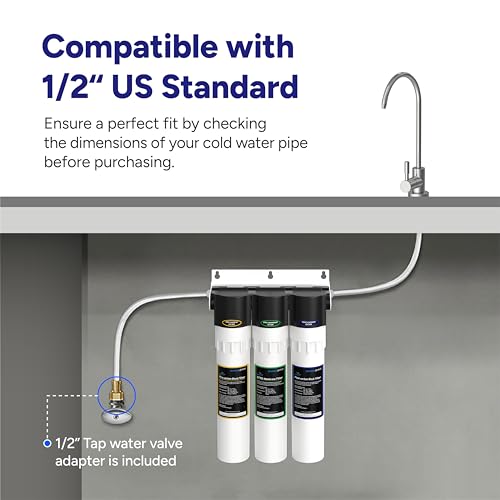 3 Stage Under Sink Reverse Osmosis Water Filtration System with Stainless Steel Faucet