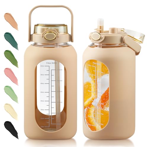 74 oz Glass Water Bottle with 2