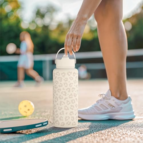Leopard Water Bottle 32oz Stainless Steel Vacuum Insulated with Lid