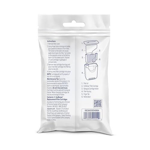 Aquarium Fish Tank EcoRenew Filter Cartridge (3 Count)