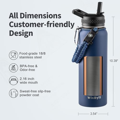 40 oz Insulated Water Bottle with Straw