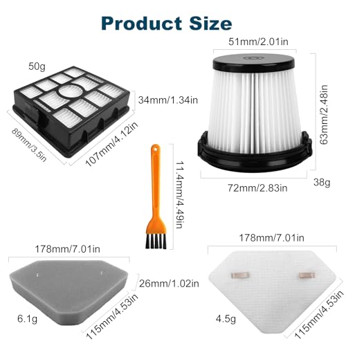 Replacement HEPA Filter for Shark BU3523 BU3521 BU3120 Cordless Stick Vacuum (7 Count)