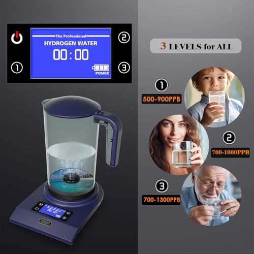 Hydrogen Alkaline Water Pitcher Bottle Machine Hydrogen Water Generator Maker Ionizer Hydrogen Water System with LED Display and Smart Touch Operation for Home and Office 2500ML