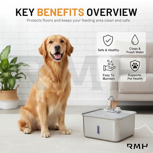 Stainless Steel Cat Water Fountain 7L with Waterproof Mat