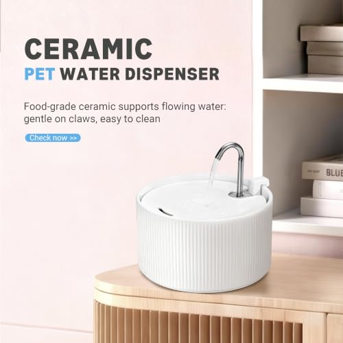 Upgrade 2.2L 78oz Ceramic Cat Fountain (78 Fl Oz)