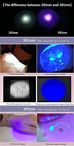 UV 365nm and 395nm Flashlight Light Wood's Lamp Blacklight Ultraviolet LED Portable Mini Handheld Torch Detector for Dog Urine Pet Stains Anti (2 count)