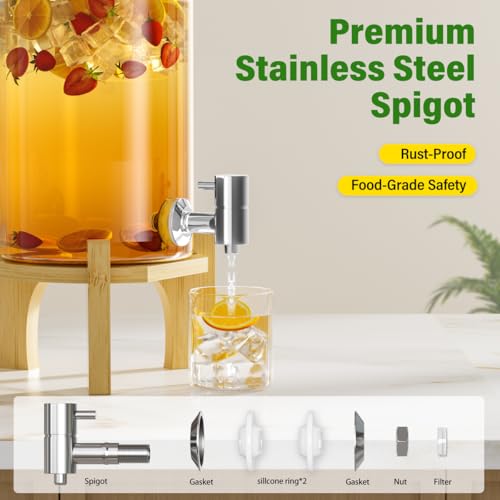 1 Gallon Glass Drink Dispenser For Parties (2 Count)