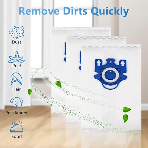 10 Packs 3D Airclean Bags Replacement for Miele GN Vacuum Cleaner Bags Fit for Miele Classic C2 C3 S2 S5 S8 S400 Series with Motor Protection Filters (10 Count)