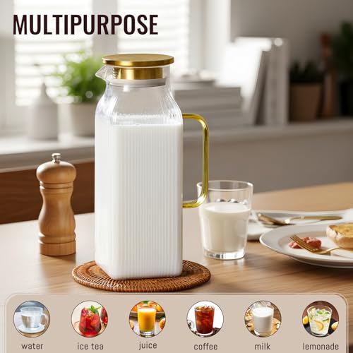 2 Liter 68 oz Square Glass Pitcher with Lid