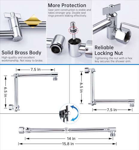 All Metal 16 Inches Rainfall Shower Head with Handheld Combo