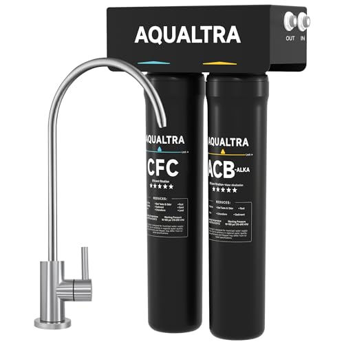USF-2F-15 Slightly Alkaline Under Sink Filter System, 28K Gal with Faucet, Reduce PFOA, PFOS, Chlorine, Lead, Mercury, Chloramine, Fluoride, Microplastics Particles, Bad Taste & Odor