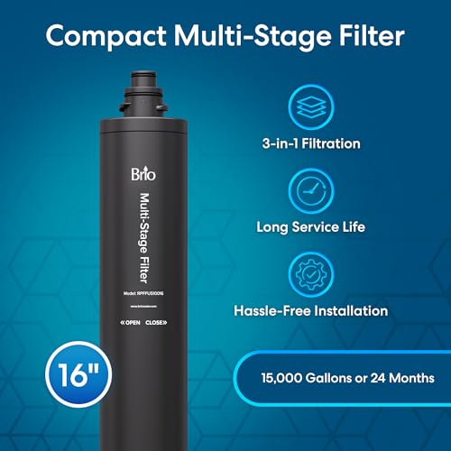 16" 3 Stage Single Housing Replacement Filter for Under Sink Water Filtration System Models