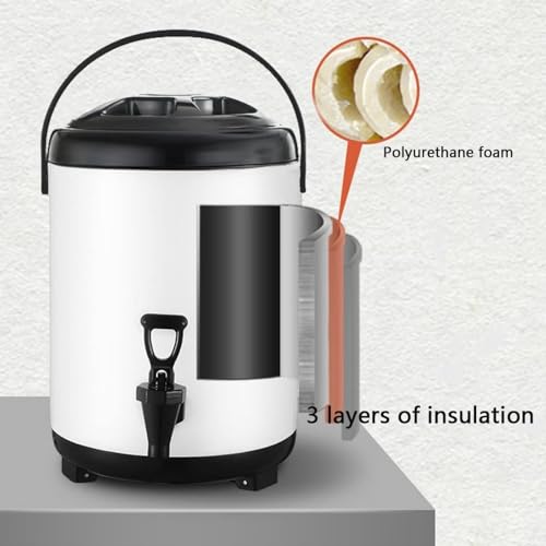 Urn Boiler Hot and Cold Water Dispenser Stainless Steel Tea Hot Water Bottle with Faucet Portable Handle Large Capacity Sealing