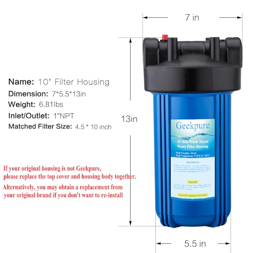 10 Inch Whole House Water Filter Housing