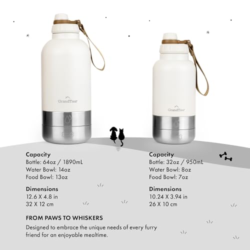 Insulated Portable Dog Water Bottle with 2 Detachable Water Bowl Dispenser
