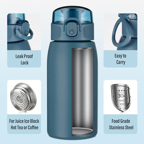 Insulated Water Bottle 12 oz with Dustproof Lid