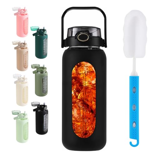 52 oz Glass Water Bottle with 2