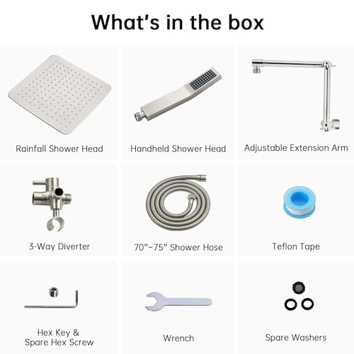 All Metal 12 Inches Rainfall Shower Head with Handheld Combo