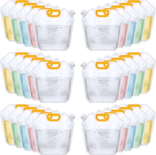 50 Pcs 1.3 Gallon Collapsible Water Storage Bag Emergency Jug Container Clear Plastic Water Bladder for Outdoor Sport Camping Hiking No Leak (50 Count)