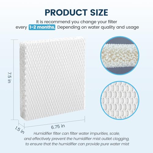 6 Pcs HFT600 Humidifier Wicking Filter T for Honeywell HEV615 HEV620 Series (6 Count)