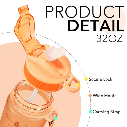 Plastic Water Bottle With Straw & Time Marker