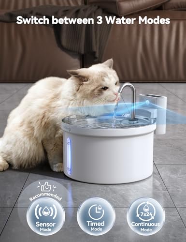 Wireless Cat Water Fountain [Water & Battery Separation] FEELNEEDY Automatic Pet Water Dispenser with Motion Sensor