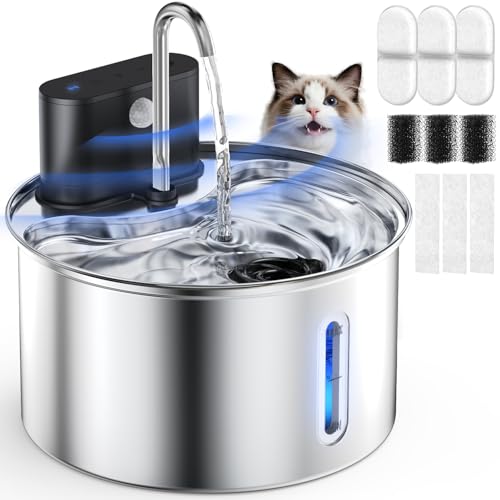 Cat Water Fountain Wireless Stainless Steel with Sensor 3.5L