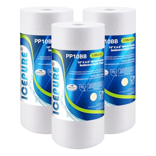 PP10BB 5 Microns 10" x 4.5" Whole House Sediment Water Filter Replacement Cartridge for Home (3 Count)